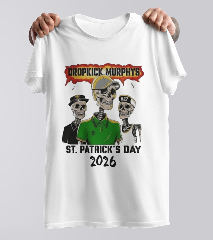 Dropkick Murphys St Patrick's Day 2026 Skeleton Trio 617 T-Shirt