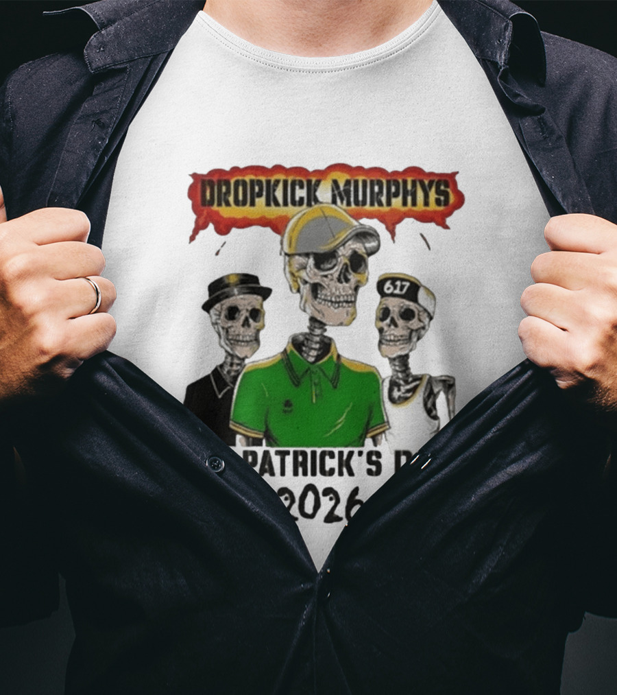 Dropkick Murphys St Patrick's Day 2026 Skeleton Trio 617 T-Shirt