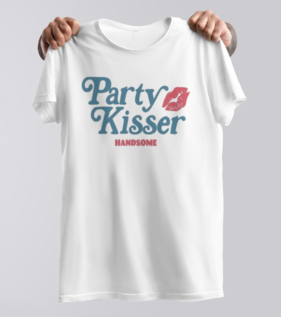 Handsome Party Kisser Lip Print T-Shirt