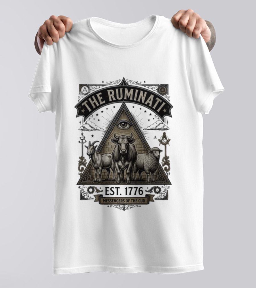 The Ruminati Est 1776 Messengers Of The Cud Eye Triangle Cow Sheep Goat T-Shirt
