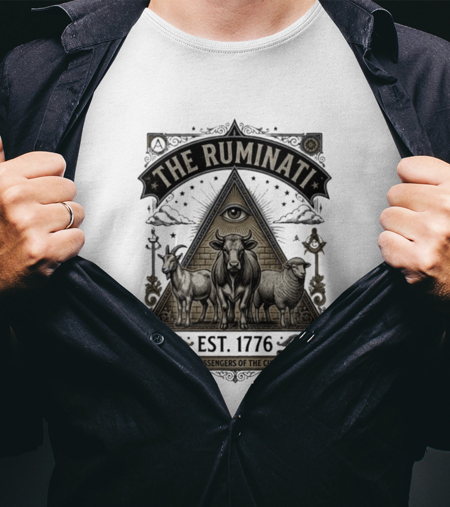 The Ruminati Est 1776 Messengers Of The Cud Eye Triangle Cow Sheep Goat T-Shirt