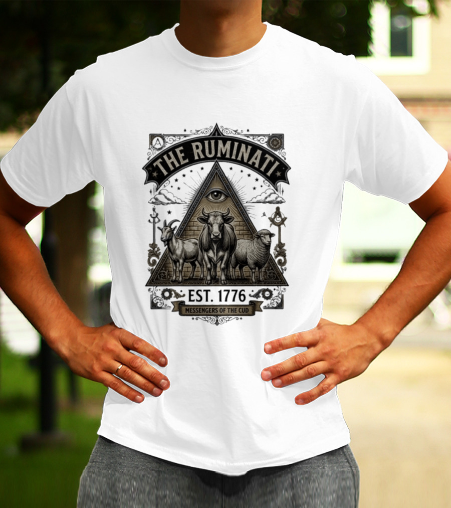 The Ruminati Est 1776 Messengers Of The Cud Eye Triangle Cow Sheep Goat T-Shirt