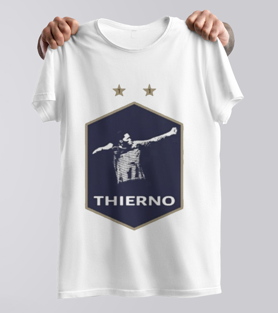 Thierno Barry Blue Hexagonal Emblem Soccer Celebration Stars T-Shirt