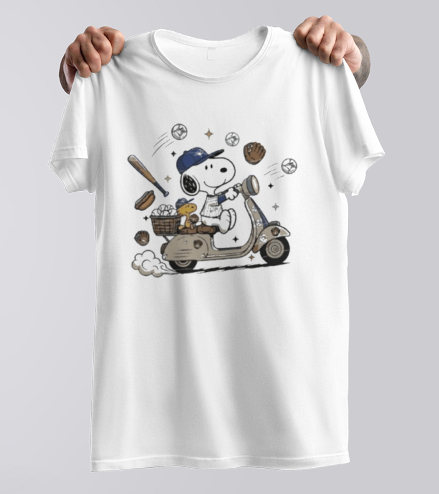 Toronto Blue Jays Snoopy Woodstock Scooter Adventure Baseball T-Shirt