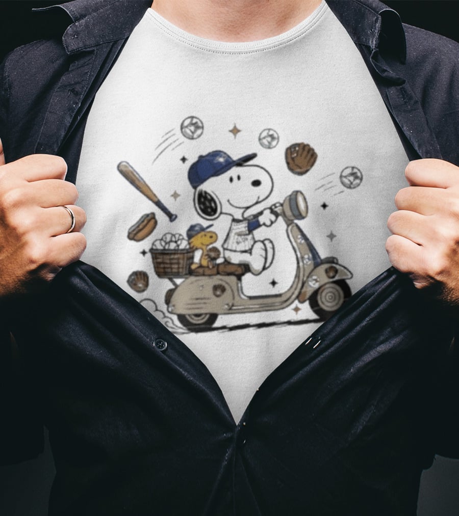Toronto Blue Jays Snoopy Woodstock Scooter Adventure Baseball T-Shirt