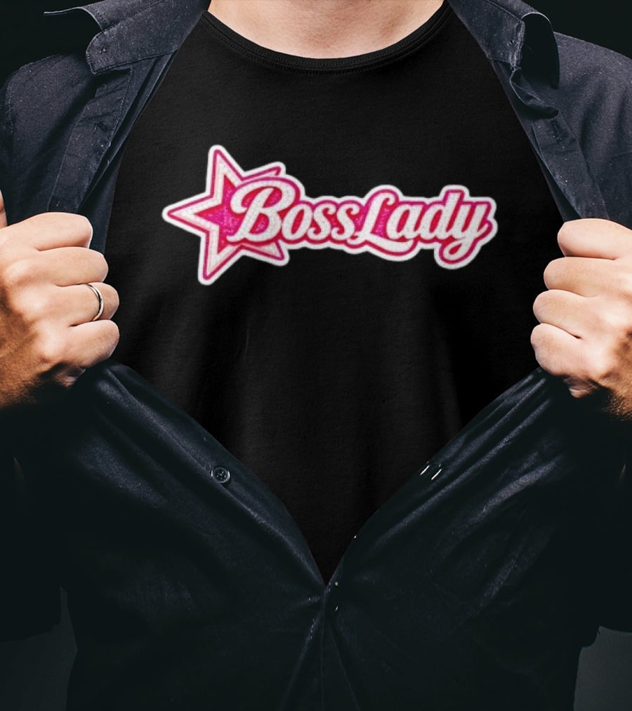 Boss Lady Pink Glitter Star T-Shirt