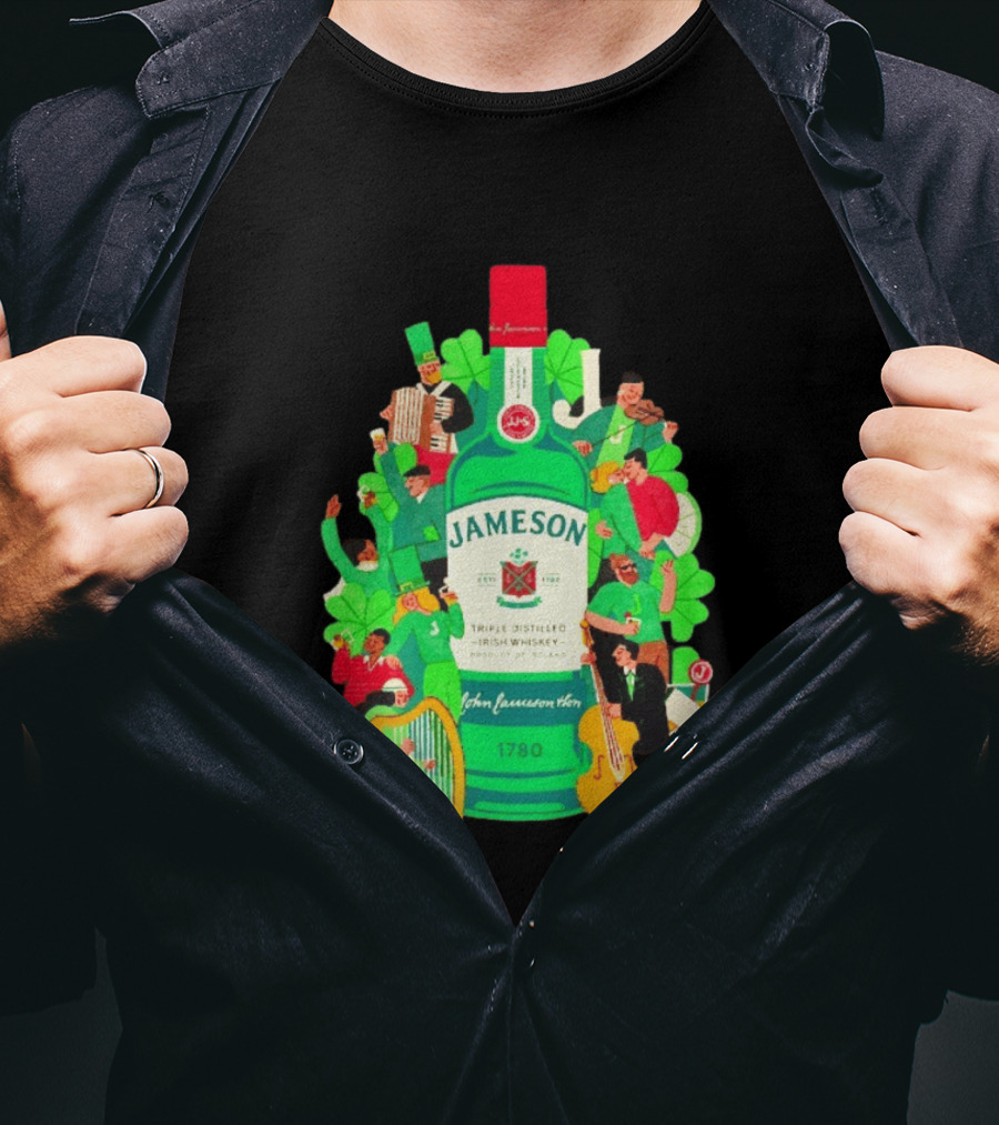 Jameson Triple Distilled Irish Whiskey 1780 St. Patrick's Day Celebration Bottle T-Shirt