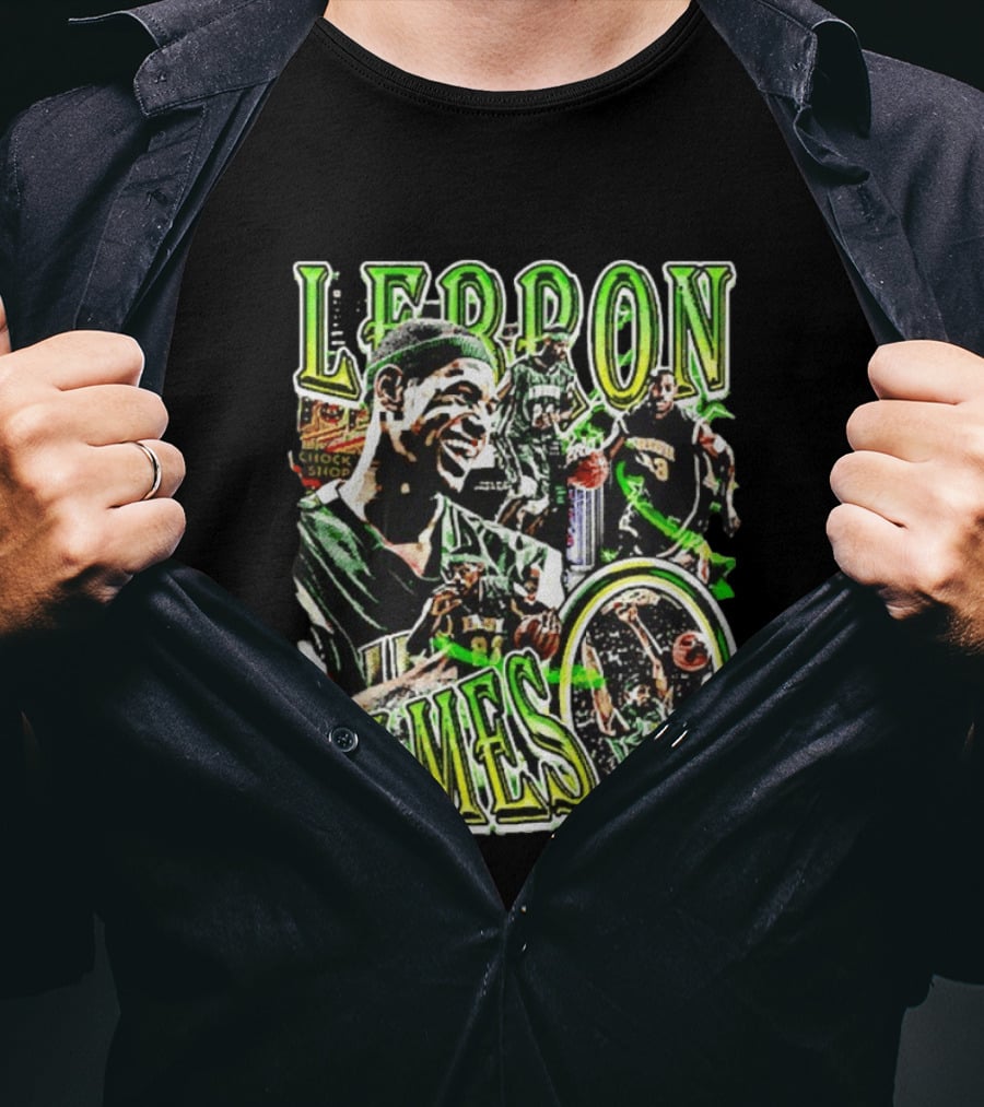 LeBron James Irish St. Patrick's Day Green Collage Basketball T-Shirt