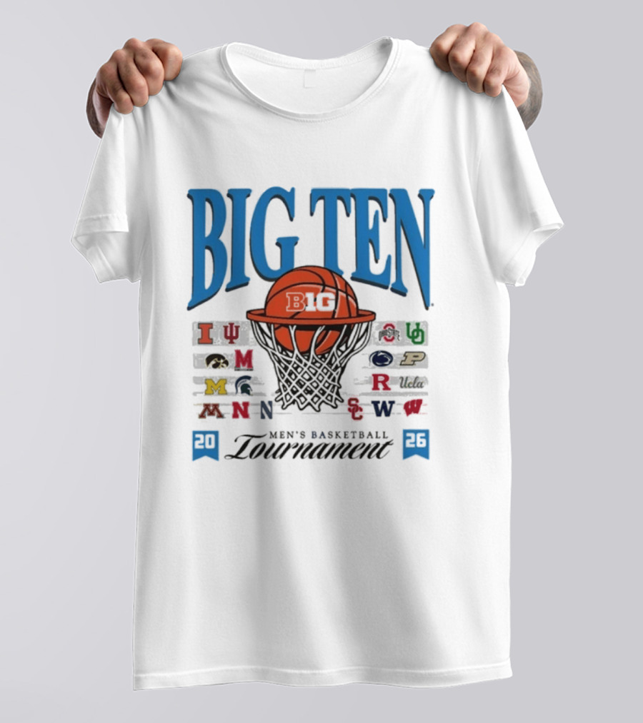 2026 Big Ten Men's Basketball Tournament Indiana Michigan Purdue Team Logos T-Shirt