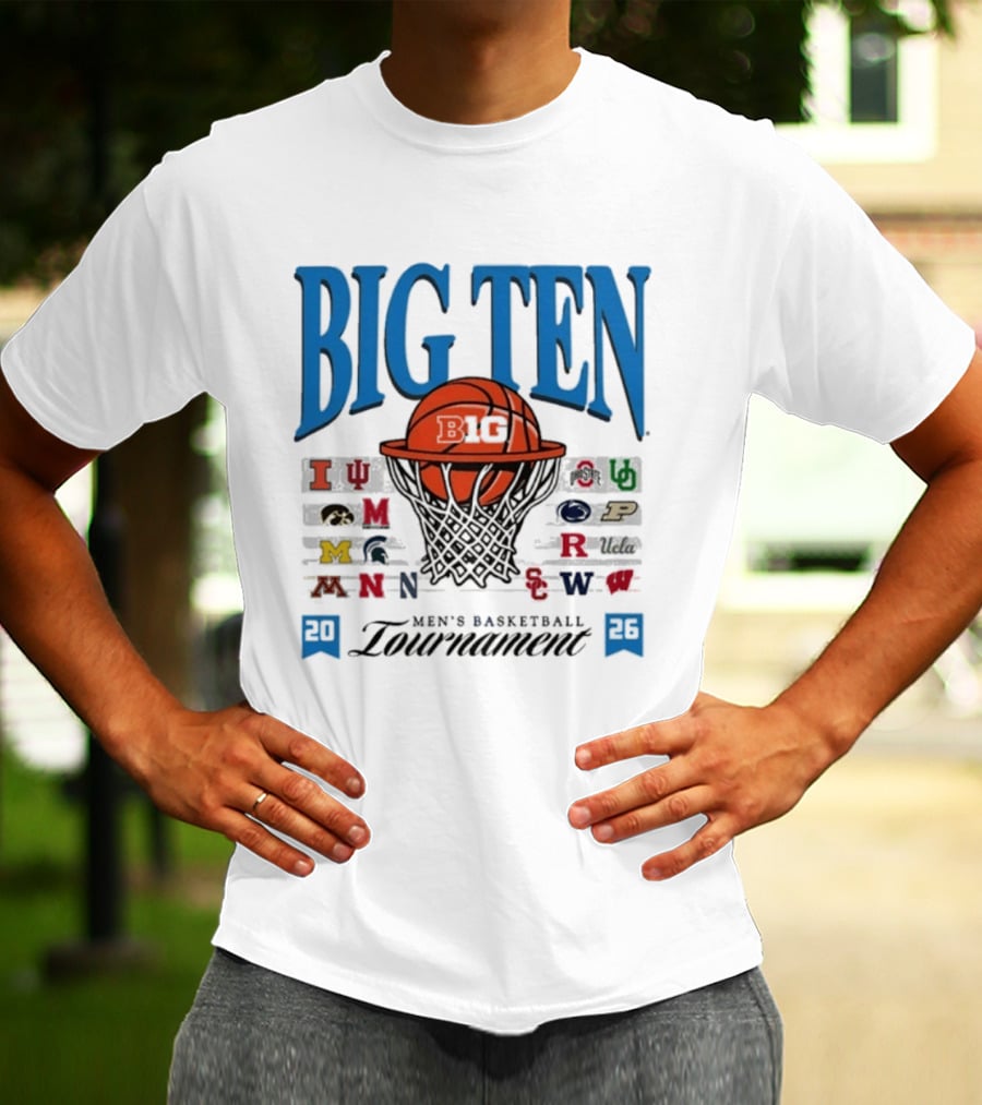 2026 Big Ten Men's Basketball Tournament Indiana Michigan Purdue Team Logos T-Shirt