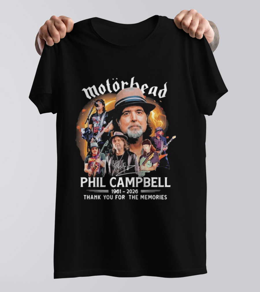 Motörhead Phil Campbell 1961 2026 Thank You For The Memories Music T-Shirt