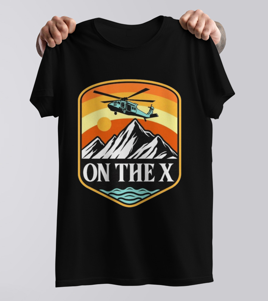 Otx Nation On The X Blackhawk Helicopter Mountain Sunset T-Shirt