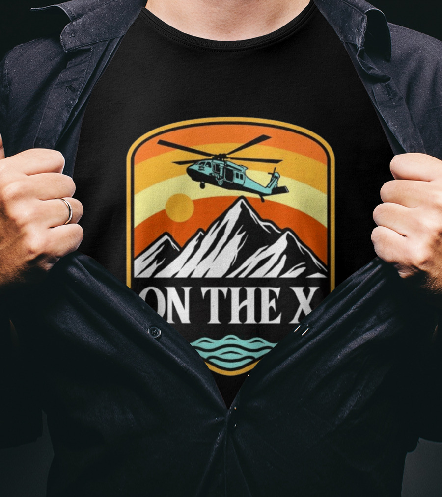 Otx Nation On The X Blackhawk Helicopter Mountain Sunset T-Shirt