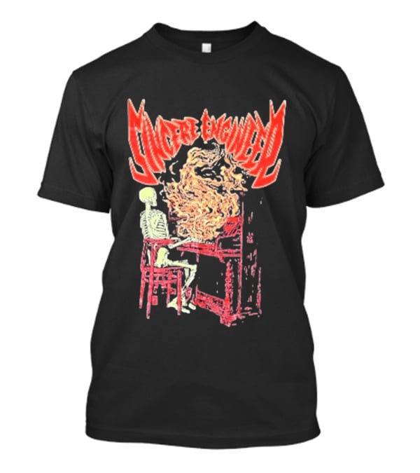 Sincere Engineer Skeleton With Flaming Piano T-Shirt