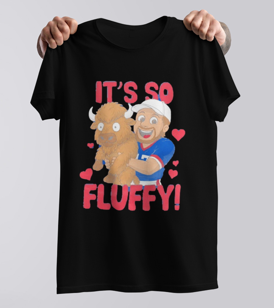 It's So Fluffy Josh Allen Buffalo Bills Cartoon Hearts T-Shirt