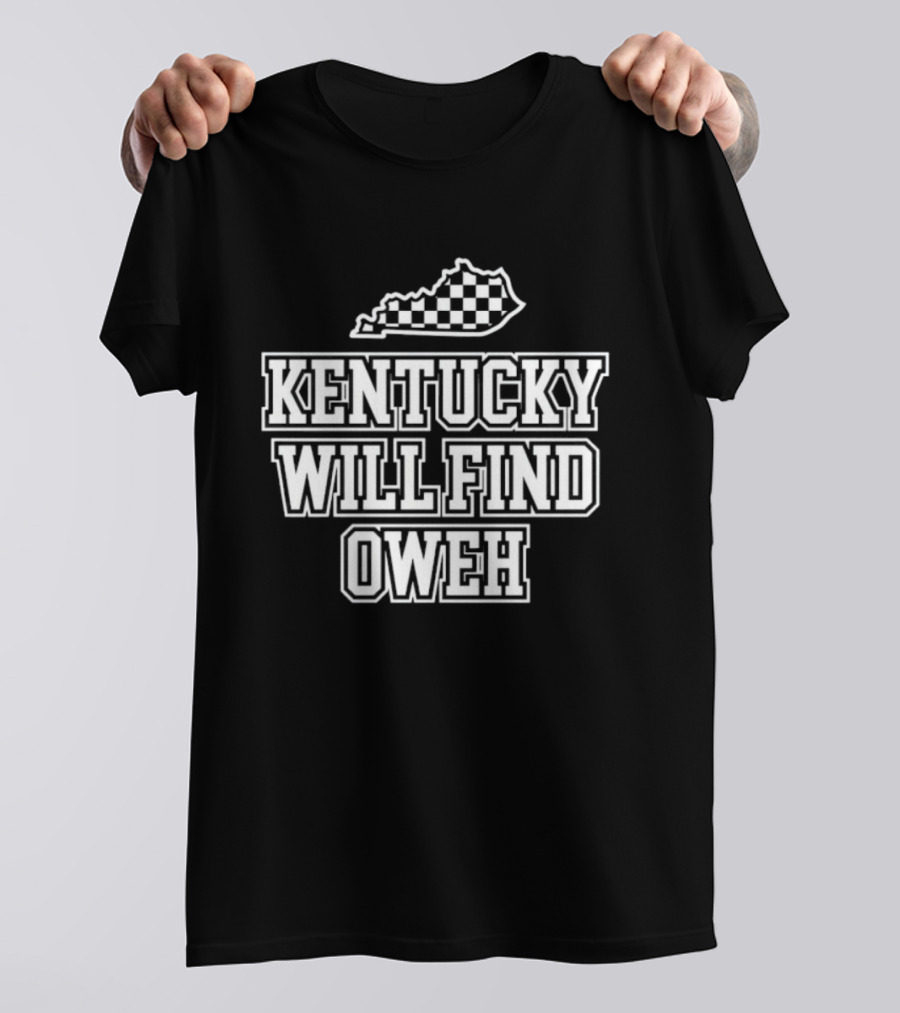 Kentucky Will Find Oweh Checkered State T-Shirt