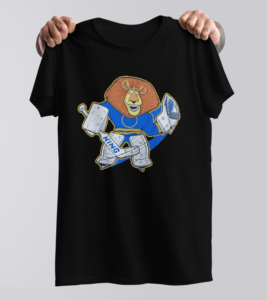 King Of The Crease Sabres Hockey Goalie Lion T-Shirt