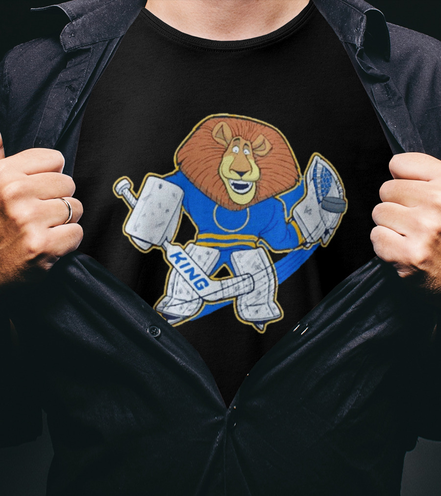 King Of The Crease Sabres Hockey Goalie Lion T-Shirt