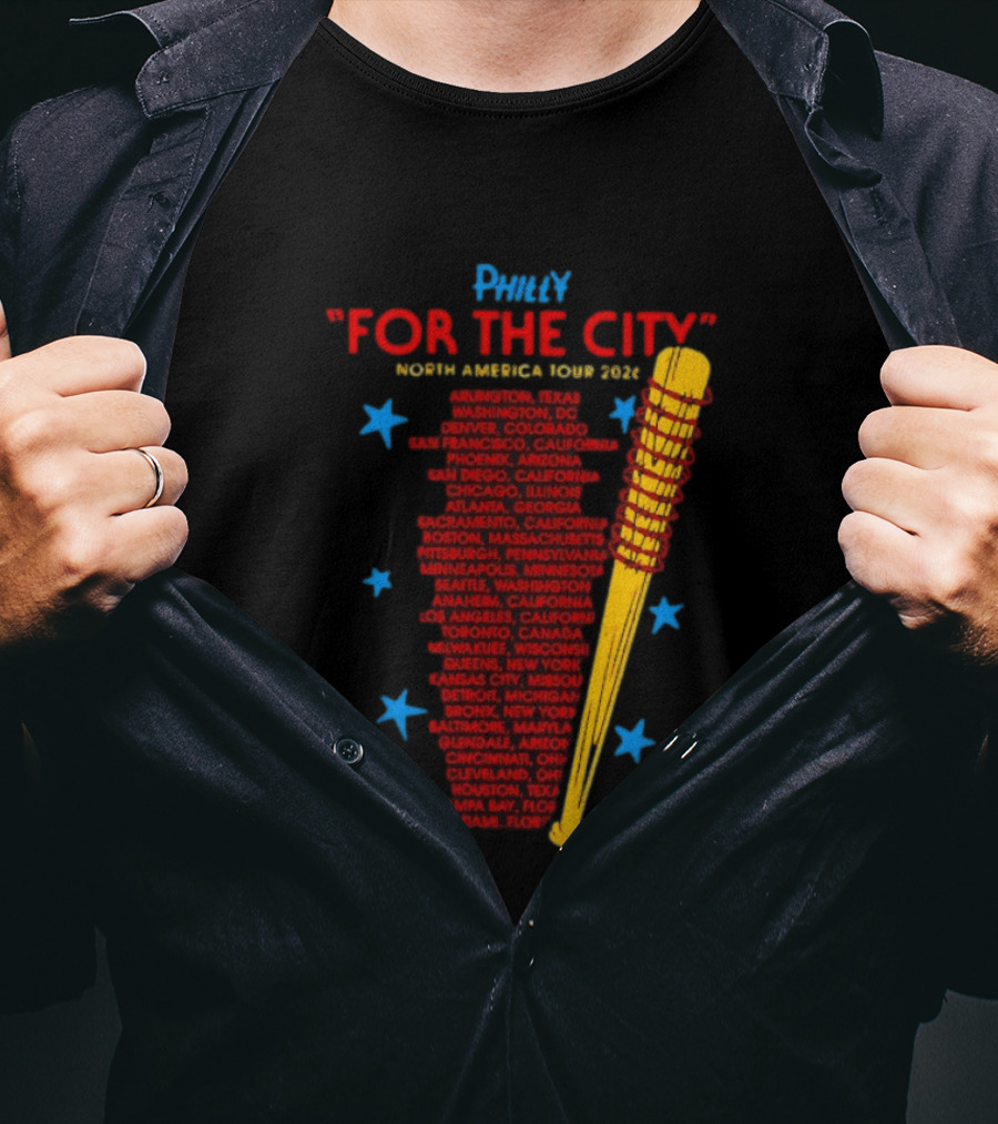 Philly For The City North America Tour 2026 Baseball Bat And Stars T-Shirt