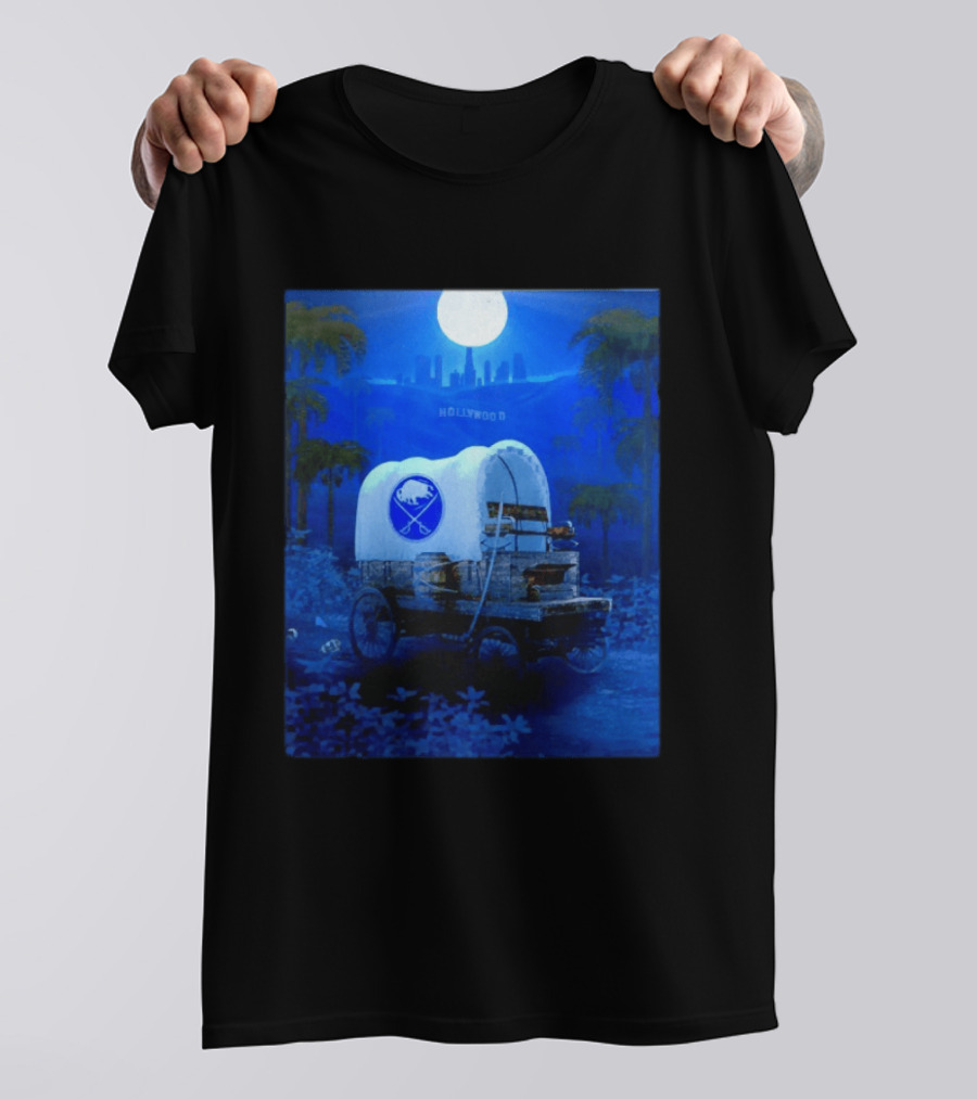 Buffalo Sabres Covered Wagon Hollywood Full Moon Scene T-Shirt