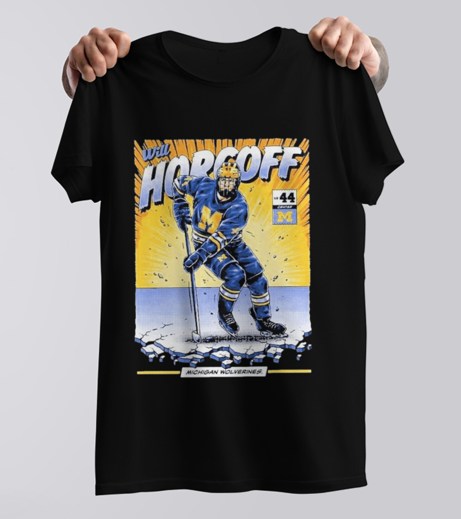 Michigan Wolverines Will Horcoff 44 Center Hockey Comic T-Shirt