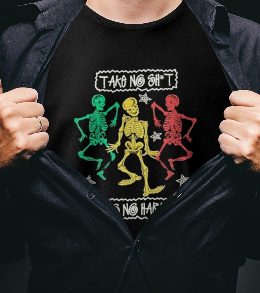 Mn+la Take No Shit Do No Harm Skeleton Trio With Stars T-Shirt