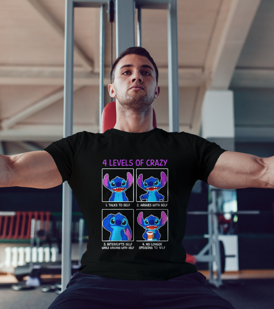 4 Levels Of Crazy Stitch Talks To Self Argues With Self Interrupts Self While Arguing T-Shirt