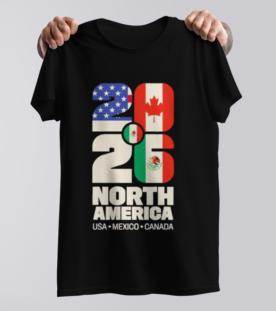 FIFA World Cup 2026 North America USA Mexico Canada Flags T-Shirt