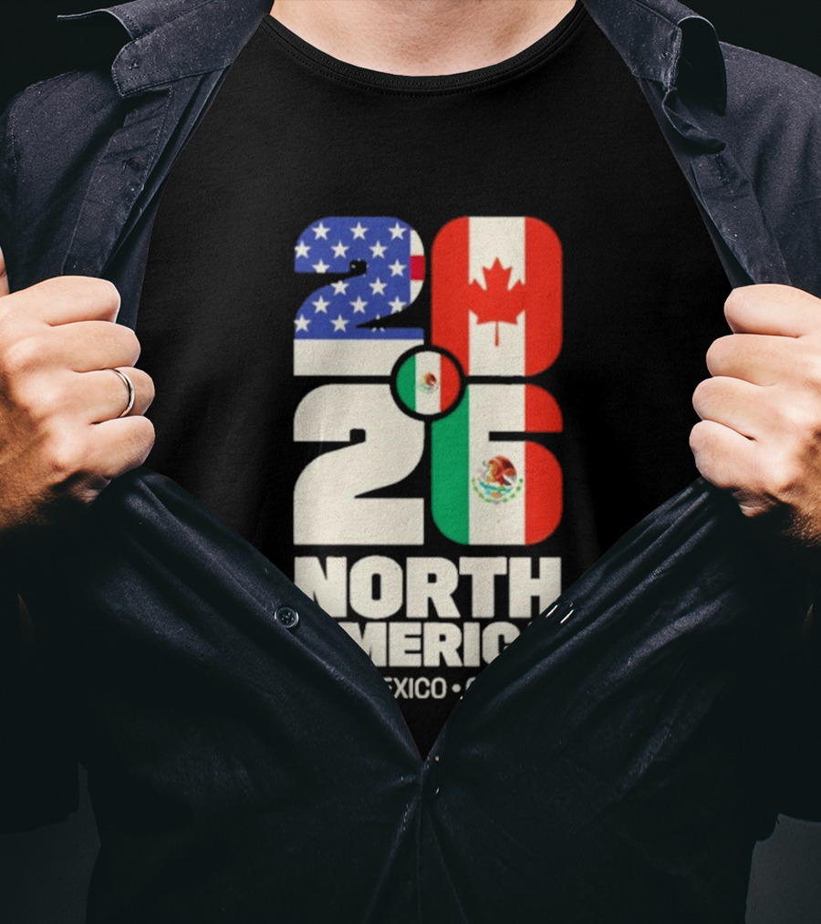 FIFA World Cup 2026 North America USA Mexico Canada Flags T-Shirt