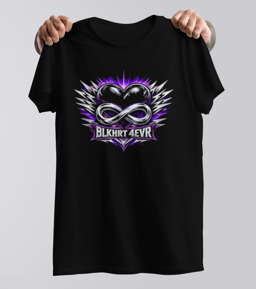 Nikki Blackheart Blkhrt 4ever Infinity Heart Purple Energy Burst T-Shirt