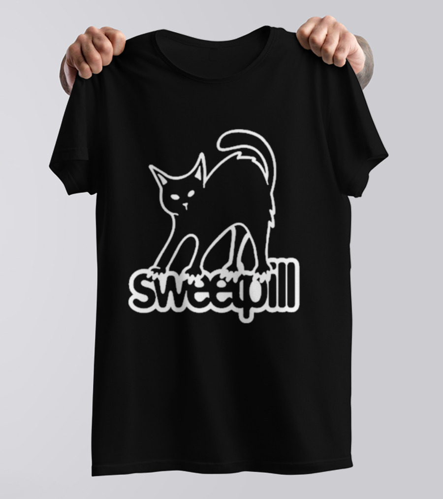 Sweet Pill Stretching Kitty Graphic Cat T-Shirt