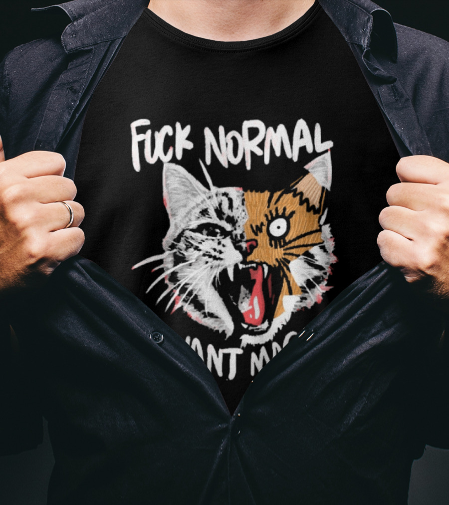 Fuck Normal I Want Magic Cat Cartoon T-Shirt