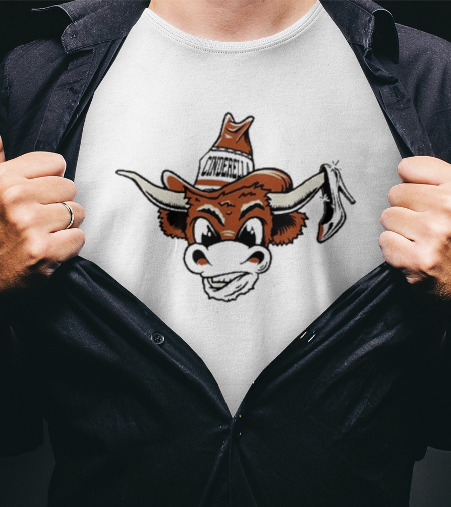 Tx Cinderella Cowboy Longhorn Mascot With Hat And Boot T-Shirt
