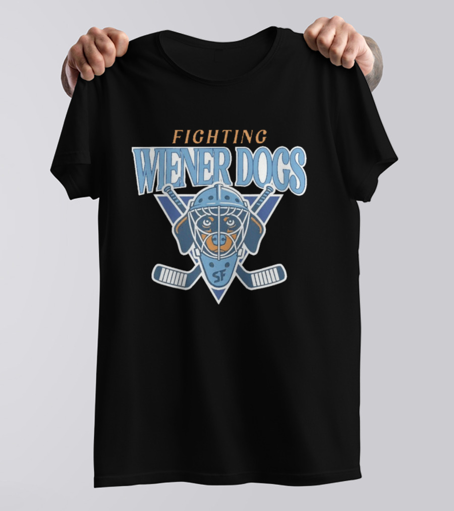 Fighting Wiener Dogs Hockey Mask SF Crossed Sticks T-Shirt