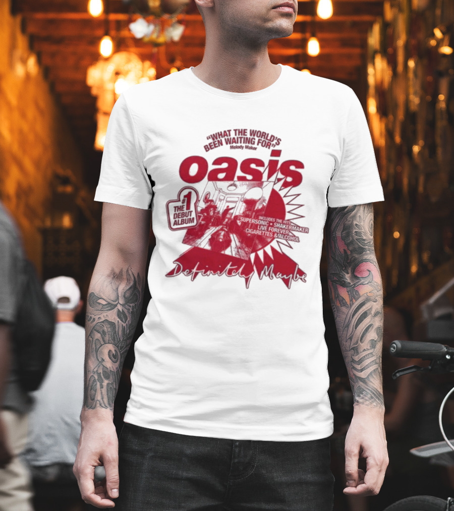 Oasis Definitely Maybe What The World's Been Waiting For Number 1 Debut Album T-Shirt