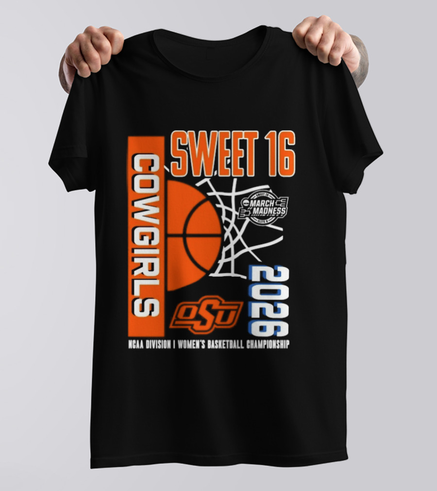 Oklahoma State Cowgirls Sweet 16 2026 NCAA Division I Women's Basketball March Madness Championship T-Shirt