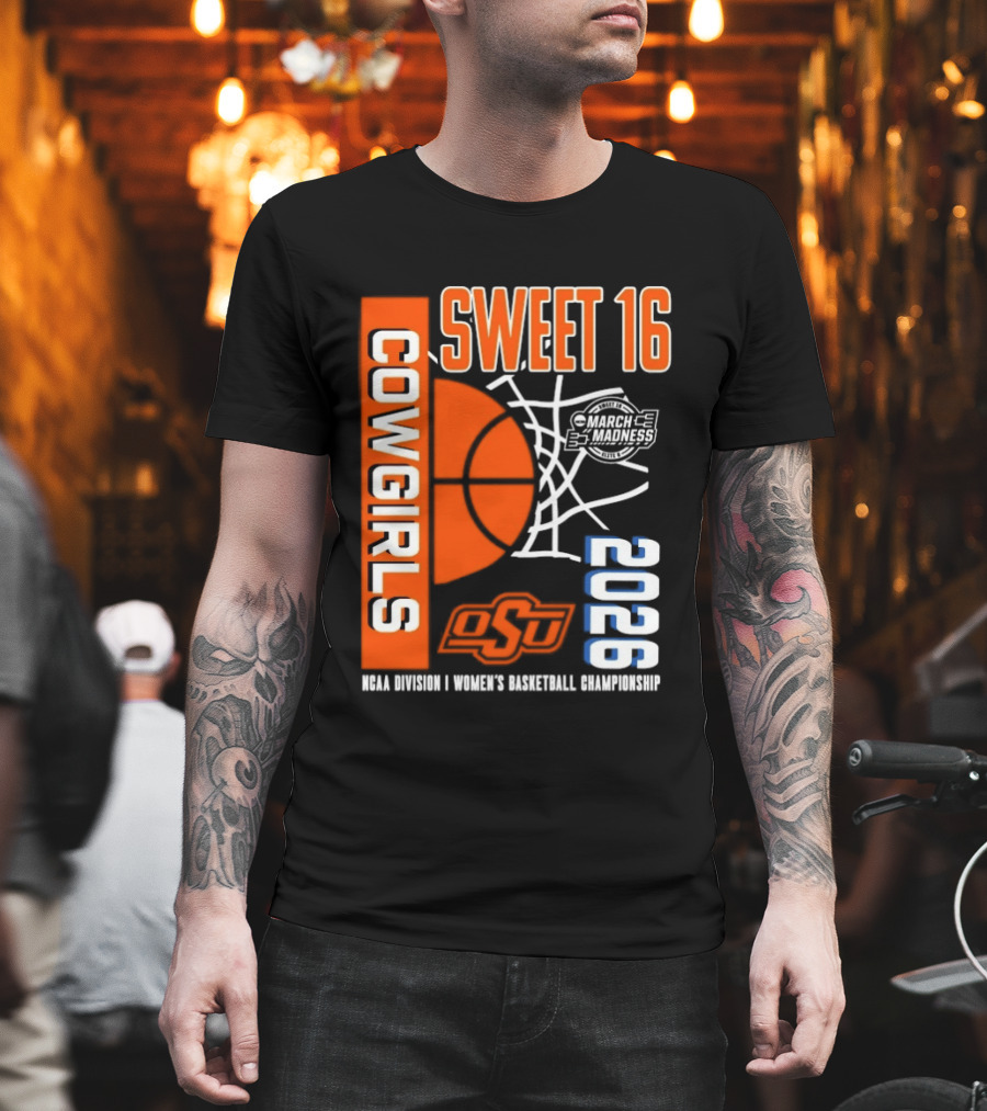 Oklahoma State Cowgirls Sweet 16 2026 NCAA Division I Women's Basketball March Madness Championship T-Shirt