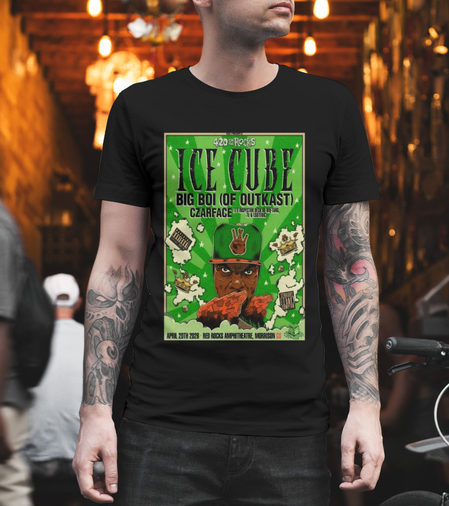 420 On The Rocks Ice Cube Big Boi Czarface Red Rocks Apr 20 2026 T-Shirt