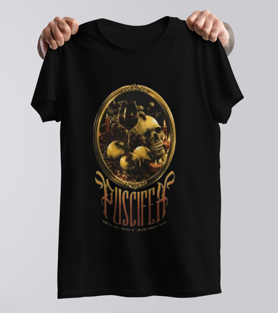 Puscifer Skull Wine Glass Apples Phoenix AZ March 21 2026 T-Shirt