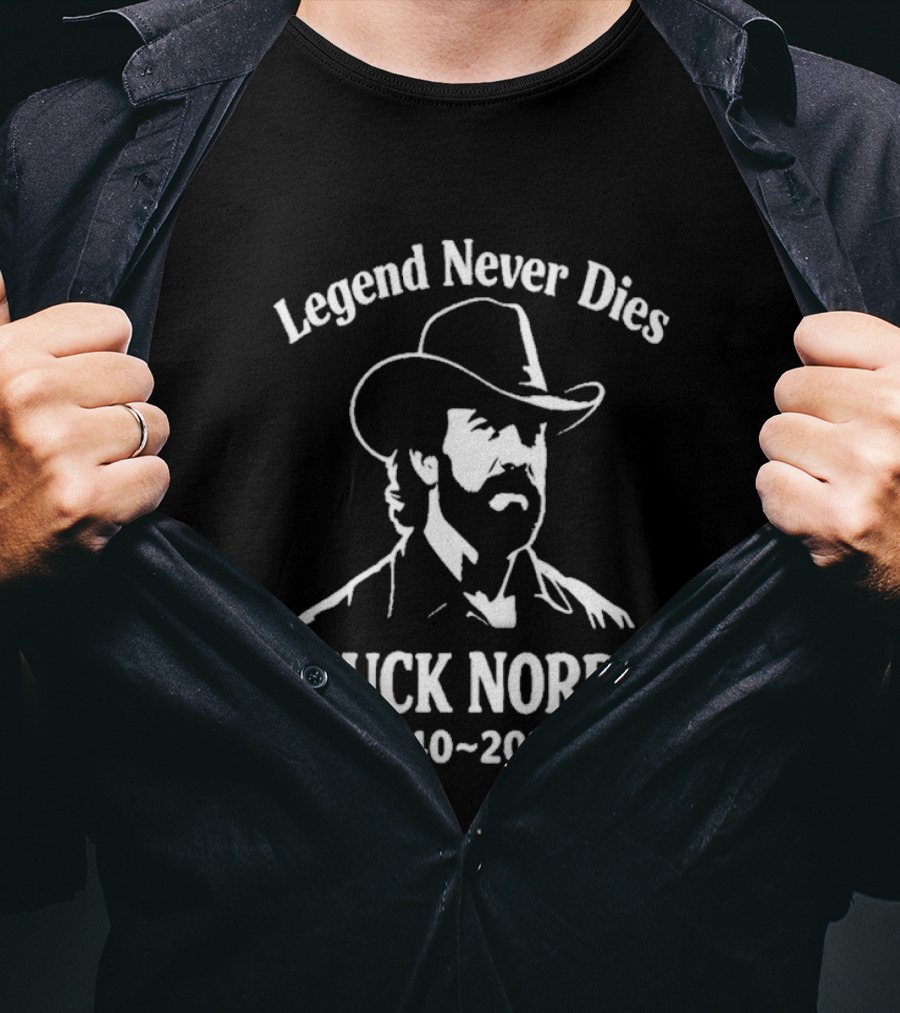 Legend Never Dies Chuck Norris 1940 2026 Cowboy Hat T-Shirt