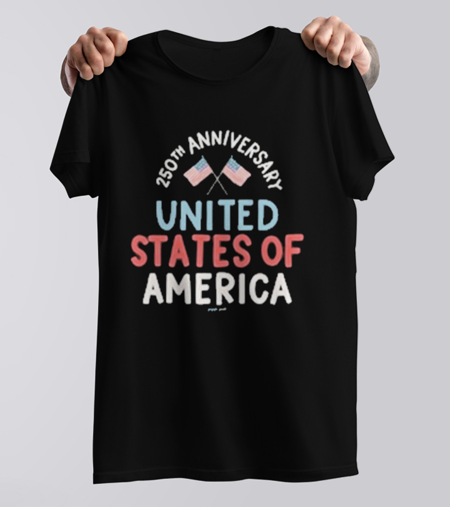 United States Of America 250th Anniversary Flags Celebration T-Shirt