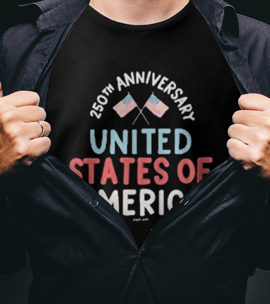 United States Of America 250th Anniversary Flags Celebration T-Shirt