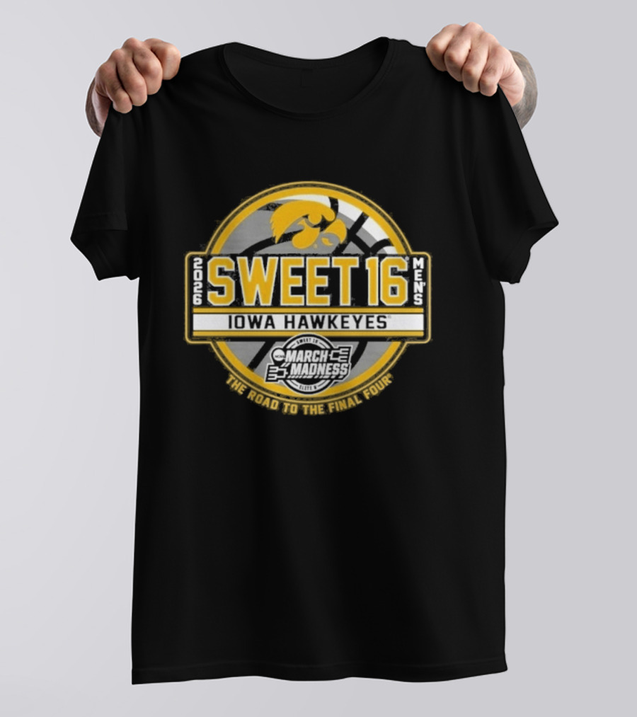 Iowa Hawkeyes 2026 Sweet 16 Road To The Final Four T-Shirt