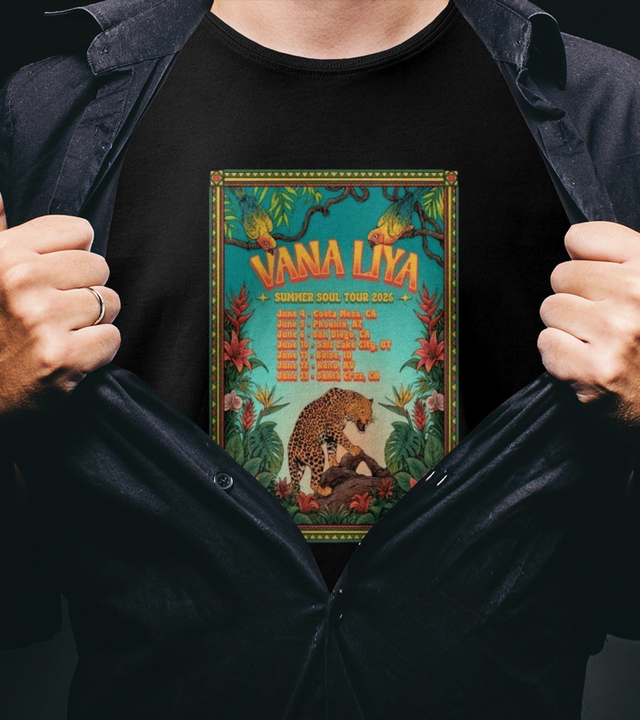 Vana Liya Summer Soul Tour 2026 Costa Mesa Phoenix San Diego Salt Lake City Boise Reno Santa Cruz T-Shirt