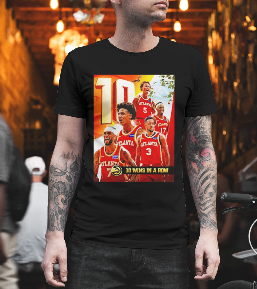 Atlanta Hawks NBA 10 Wins In A Row Players Celebration T-Shirt