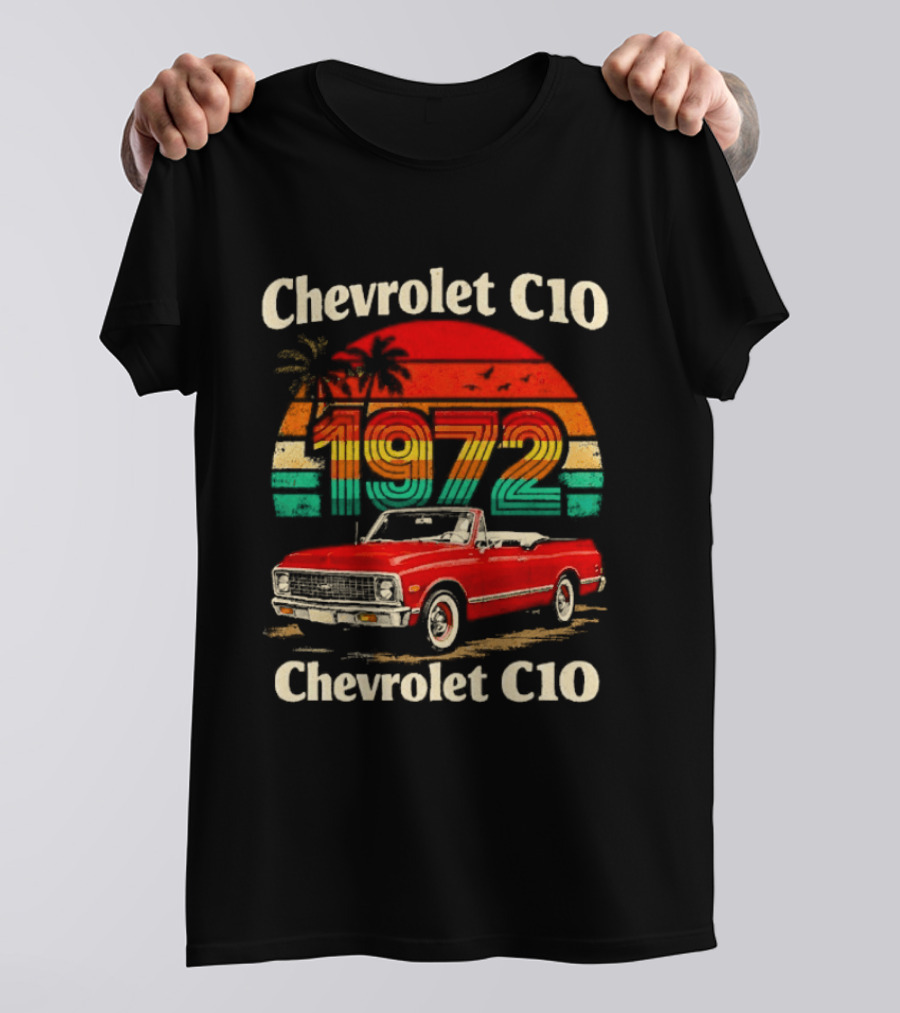 Chevrolet C10 1972 Vintage Sunset Red Pickup T-Shirt