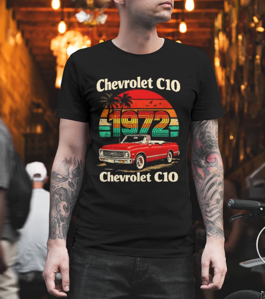 Chevrolet C10 1972 Vintage Sunset Red Pickup T-Shirt