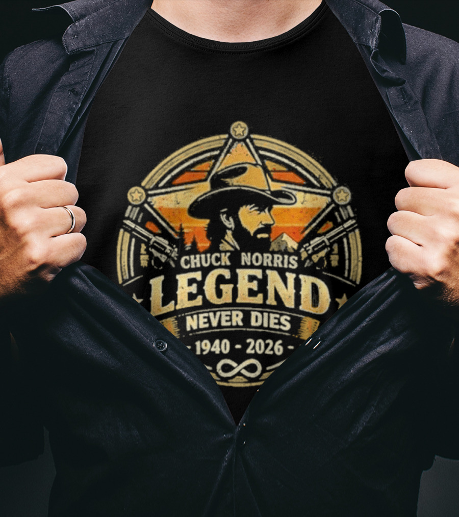 Chuck Norris Legend Never Dies Cowboy 1940 2026 Infinity T-Shirt