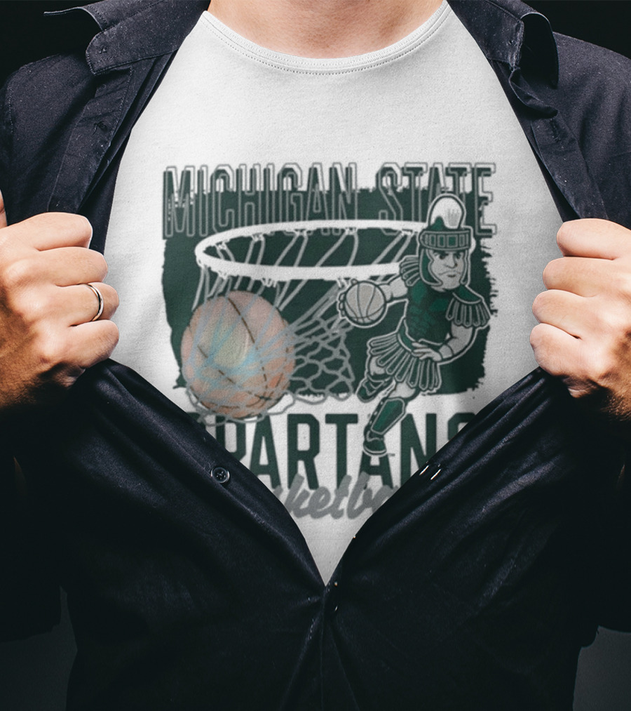 Michigan State Spartans Basketball Swoosh Net T-Shirt