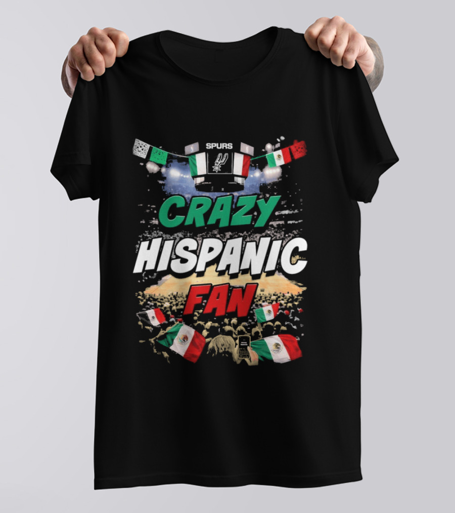 Splurs Crazy Hispanic Fan Mexican Flag Fists Flags T-Shirt